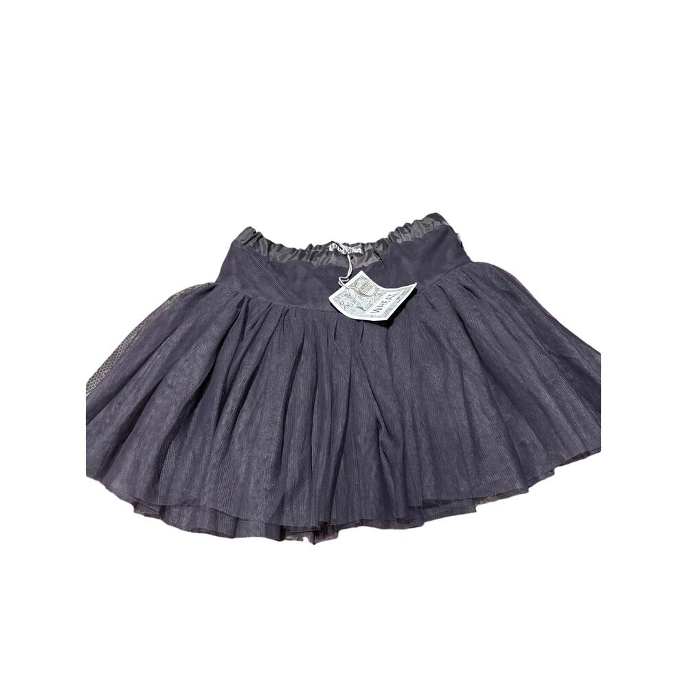 Wheat 8 charcoal grey multi-layers tulle lined adjustable waist drop waist nwt